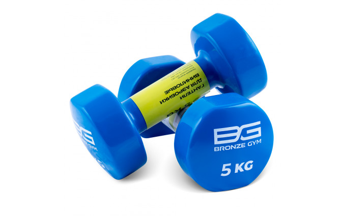 Гантели для аэробики виниловые BRONZE GYM,5 кг., пара Гантели для аэробики виниловые BRONZE GYM,5 кг., пара